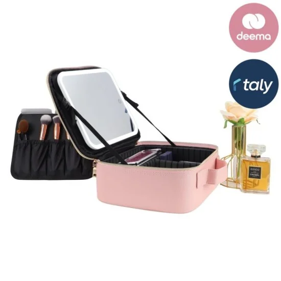 Orca Makeup Bag with Illuminated Mirror - Pink